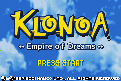 Klonoa - Empire of Dreams Title Screen